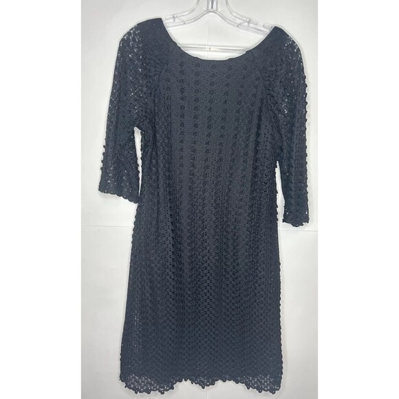 Chris McLaughin Women's 3/4 Sleeve Lace Midi Shift Dress Black Size 12 - Picture 4 of 7